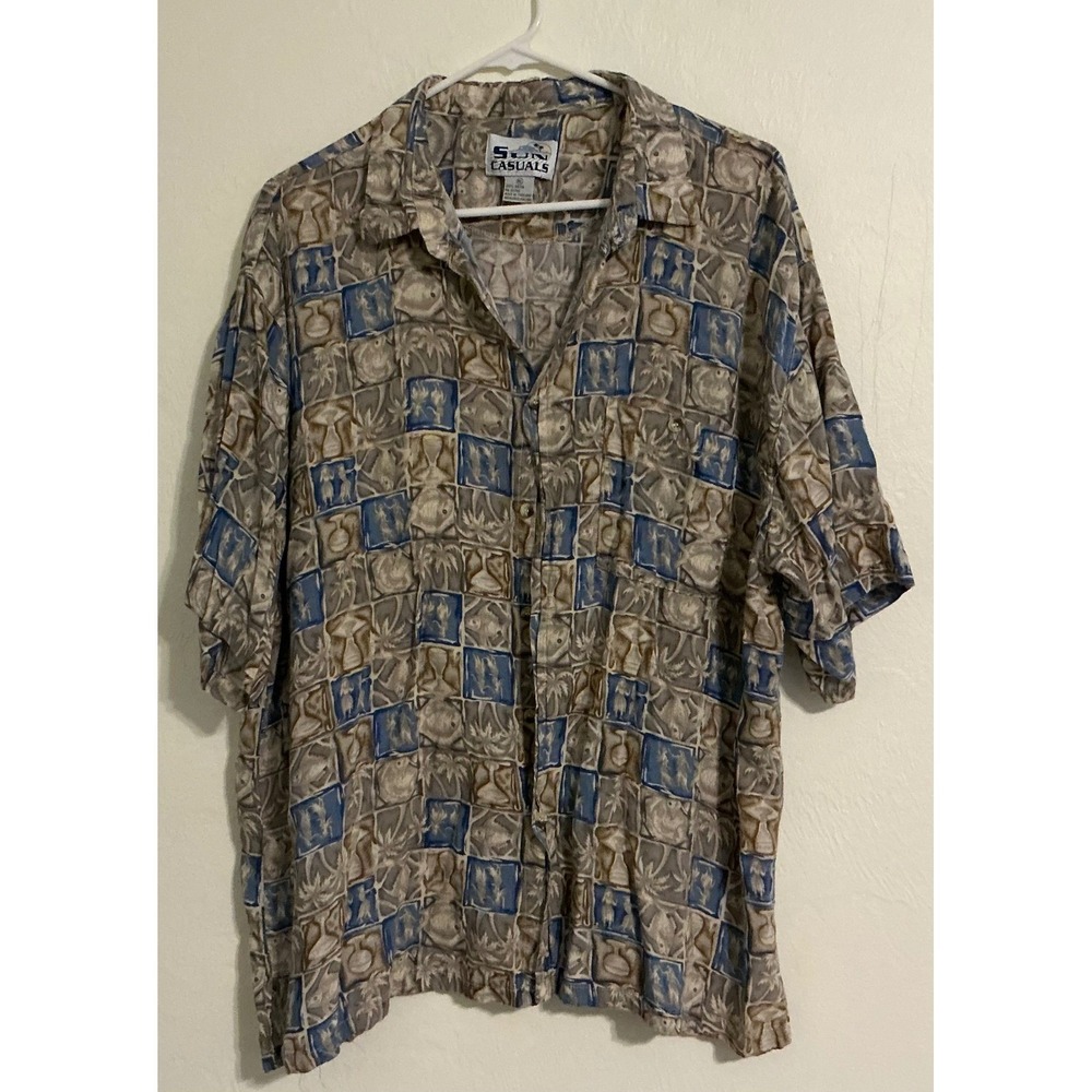 Sun Casuals XL Mens Button Up Short Sleeve Tropical Hawaiian Shirt